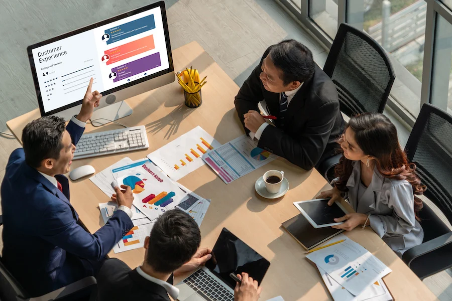 Professional office environment with business documents and administrative support
